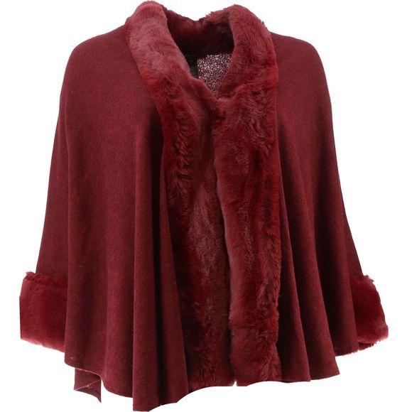 Heidi Daus Jackets & Blazers - Heidi Daus Sweater Knit Topper Faux Fur Trim RED 7276856